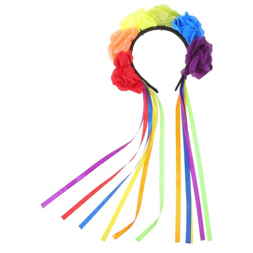 Vaguelly Lgbtq Regenbogen Blumen Haarreif mit Bunten Satinbändern Dekoratives Festival Stirnband für Pride Month Leichtes Baumwollstoff Design Geeignet für Party und Fotoshootings Vaguelly Lgbtq Regenbogen Blumen Haarreif mit Bunten Satinbändern Dekoratives Festival Stirnband für Pride Month Leichtes Baumwollstoff Design Geeignet für Party und Fotoshootings von Vaguelly