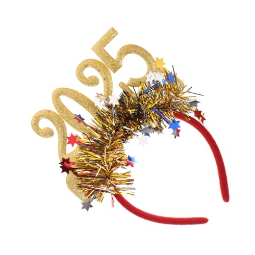 Vaguelly Neujahrs Stirnband Gold Glitzerndes Party Kopfschmuck Damen Komfortabler Haarreif Festliche Silvester Accessoire von Vaguelly