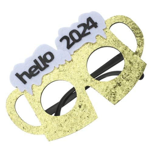 Vaguelly Partybrille Goldglitzer Leichtes Fotorequisit für Silvesterfeiern und Neujahrsdekoration Spaßige Augen Deko für Erwachsene und Gruppen Kompakt und von Vaguelly
