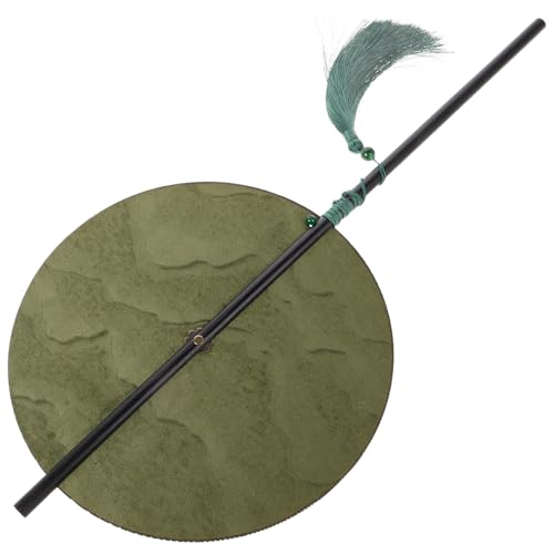 Vaguelly Pfeilbambus -Taillenfan -Handheld Fächer im traditionellen Stil Handgebläse Fächer im antiken Stil Eleganter Retro -Handlüfter Quasten-Fan Polyester Olivengrün von Vaguelly