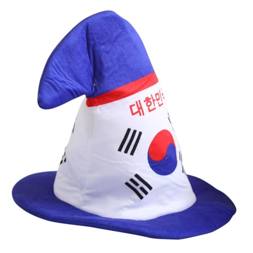 Vaguelly Plüsch Partyhut mit Spitz Zulaufender Form und Südkoreanischer Flagge Leichte Tragbare Kopfbedeckung für Karneval Kostümfest Cosplay und Fotorequisiten Witzige Neuartige Mütze für von Vaguelly