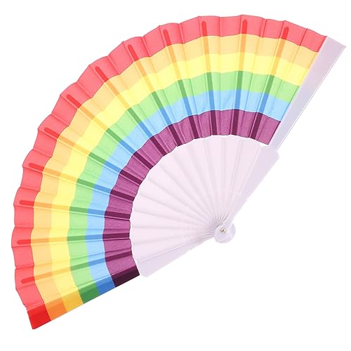 Vaguelly Regenbogen Fächer Tragbarer Faltfächer aus Kunststoff mit Buntem Design für Lgbtq Feiern Hochzeiten Partys und Dekorationen Leicht und Kompakt für Sommer von Vaguelly