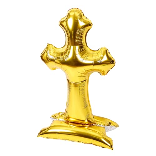 Vaguelly Tauf-eucharistie-ballons Geburtstagskreuzballons Ballon Zur Erstkommunion Luftballons Zur Kommunion Taufen Kreuzballons Erste Kreuzballons Zur Taufe Hochzeit Golden Aluminiumfolie von Vaguelly