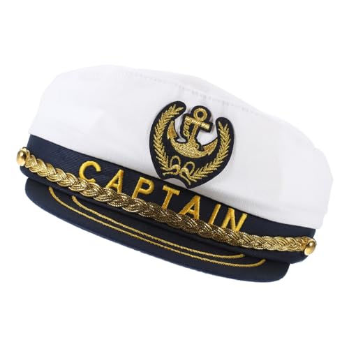 Vaguelly Verstellbare Weiße Matrosenmütze für Erwachsene Cosplay Kapitänshut Partyhut für Segler Kostüm Vielseitiger Damen und Herren Accessoire für Karneval und Bühnenauftritte Vaguelly Verstellbare Weiße Matrosenmütze für Erwachsene Cosplay Kapitänshut Partyhut für Segler Kostüm Vielseitiger Damen und Herren Accessoire für Karneval und Bühnenauftritte von Vaguelly