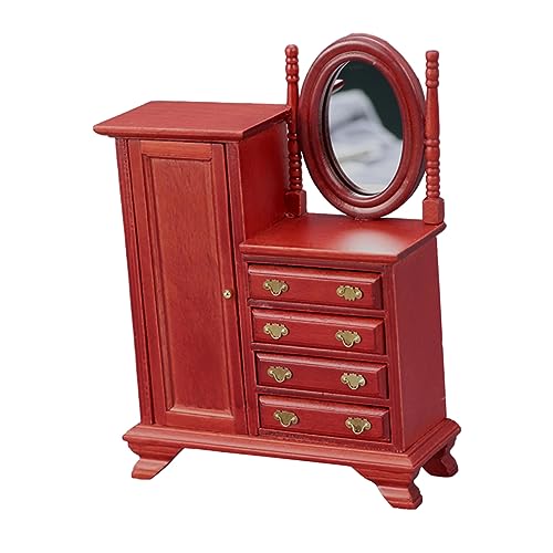 Vaguelly Vintage Kommode Schminktisch Mini-möbel Schminktisch Miniatur-dekorationskommode Holz Rot Vaguelly Vintage Kommode Schminktisch Mini-möbel Schminktisch Miniatur-dekorationskommode Holz Rot von Vaguelly