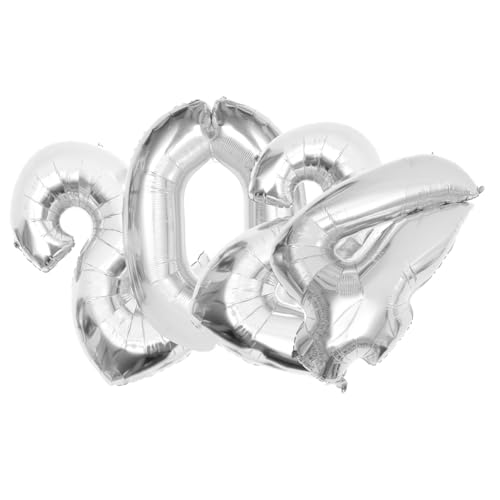 Vaguelly Zahlen Luftballons Set Große Folienballons Silber Schlank Neujahrsdekoration Party Deko Jahreswechsel Feier Abitur Ballons von Vaguelly
