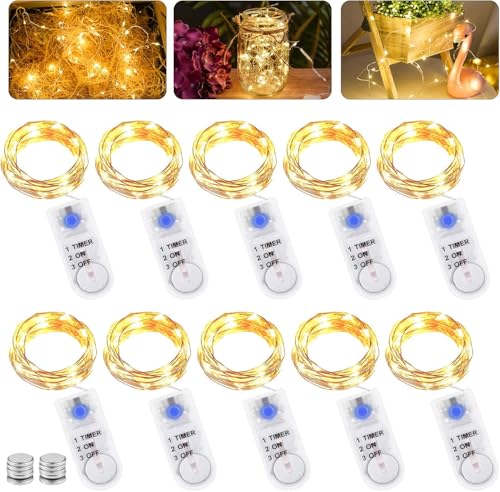 LED Lichterkette Batterie mit Timer, 10 Stk 2M 20LED Micro Batterie-betrieben Kupfer Drahtlichterkette Weihnachtsbeleuchtung für Zimmer, Innen, Weihnachten, Außen, Party, Hochzeit, DIY LED Lichterkette Batterie mit Timer, 10 Stk 2M 20LED Micro Batterie-betrieben Kupfer Drahtlichterkette Weihnachtsbeleuchtung für Zimmer, Innen, Weihnachten, Außen, Party, Hochzeit, DIY von Vaileal