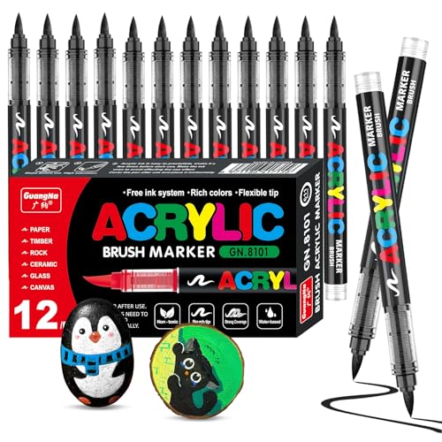 12 Stück Acrylstifte Schwarz, 1-6mm Wasserfester Stift schwarz für Holz, Leinwand, Steine, Plastik, Kleidung, Stoff Textilien Permanent Marker Schwarz Lackstift 12 Stück Acrylstifte Schwarz, 1-6mm Wasserfester Stift schwarz für Holz, Leinwand, Steine, Plastik, Kleidung, Stoff Textilien Permanent Marker Schwarz Lackstift von Vakki