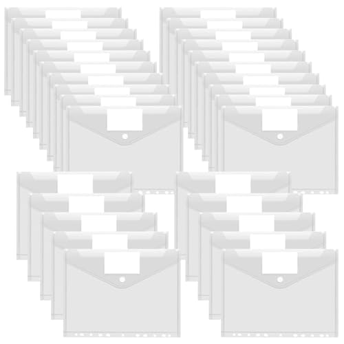 Dokumententasche A4 30 pack-Wasserdicht Dokumentenmappe A4 zum Abheften 11 Schnalle und Etikettentasche Transparente Mappe für Dokumente Organisieren(30) von Vakki