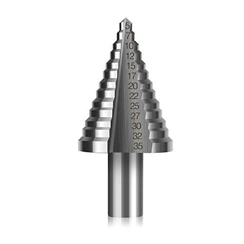 HSS Stufenbohrer Ø 5-35mm, Vakki Schälbohrer mit 13 Stufen Konusbohrer für Metall, Holz, Kunststoffe, Edelstahl, 13 Stufen Silber Kegelbohrer HSS Stufenbohrer Ø 5-35mm, Vakki Schälbohrer mit 13 Stufen Konusbohrer für Metall, Holz, Kunststoffe, Edelstahl, 13 Stufen Silber Kegelbohrer von Vakki
