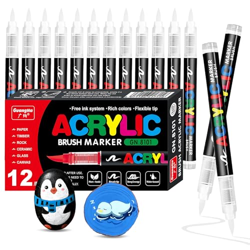 Vakki 12 Weiße Acrylstifte, wasserfest stift Permanent marker weiß Acrylmarker, Acrylic marker Set Perfekt für Steine Bemalen, Glas, Holz, Keramik, Metall & Leinwand Vakki 12 Weiße Acrylstifte, wasserfest stift Permanent marker weiß Acrylmarker, Acrylic marker Set Perfekt für Steine Bemalen, Glas, Holz, Keramik, Metall & Leinwand von Vakki
