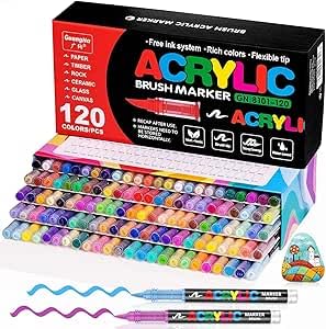 Vakki 36 Acrylstifte für steine wasserfest, Pinselspitze Acrylmarker, Acrylic marker Acrylmarker Set Perfekt für Steine Bemalen, Glas, Holz, Keramik, Metall & Leinwand Vakki 36 Acrylstifte für steine wasserfest, Pinselspitze Acrylmarker, Acrylic marker Acrylmarker Set Perfekt für Steine Bemalen, Glas, Holz, Keramik, Metall & Leinwand von Vakki