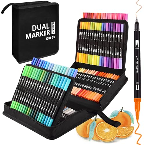 Vakki Dual Brush Pen Set, 120 Farben Filzstifte Filzstifte Dicke und DüNne Mit Schwarzer Tragetasche, Stifte Set für Bullet Journal, Mandala, Manga, MalbüCher, Handlettering für Kinder und Erwachsene Vakki Dual Brush Pen Set, 120 Farben Filzstifte Filzstifte Dicke und DüNne Mit Schwarzer Tragetasche, Stifte Set für Bullet Journal, Mandala, Manga, MalbüCher, Handlettering für Kinder und Erwachsene von Vakki