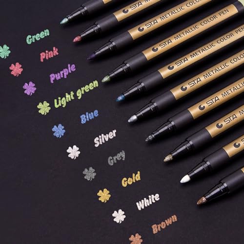 Vakki Metallic Marker Pens, 10 Farben Metallischen Stifte Farbstifte für kartenherstellung, DIY Photoalbum, Hochzeit, Kunststoff, Glas, Holz, Stein, Scrapbook, Keramik-2mm Vakki Metallic Marker Pens, 10 Farben Metallischen Stifte Farbstifte für kartenherstellung, DIY Photoalbum, Hochzeit, Kunststoff, Glas, Holz, Stein, Scrapbook, Keramik-2mm von Vakki