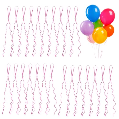100 Stück Ballonverschlüsse Helium mit Schnur, Luftballon Verschluss, Ballonband mit Schnellverschluss für Hochzeitsfeier, Geburtstag Party (Rosa) von Vaktop