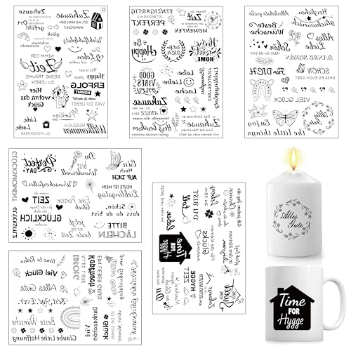 6 Blatt Kerzentattoos, Kerzenfolie Sprüche Geburtstag, Kerzen Tattoo, Kerzensticker Wasserschiebefolie Dekorieren für Kerzen Keramik Tasse DIY Geschenk Kerzenaufkleber 6 Blatt Kerzentattoos, Kerzenfolie Sprüche Geburtstag, Kerzen Tattoo, Kerzensticker Wasserschiebefolie Dekorieren für Kerzen Keramik Tasse DIY Geschenk Kerzenaufkleber von Vaktop