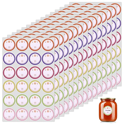 600 Stück Etiketten Selbstklebend, Aufkleber zum Beschriften, Marmeladen Etiketten Rund, Aufkleber Marmeladenglas für Geschenktüten, Gläser, Flaschen Handmade (6 Farben, 3.8cm) von Vaktop