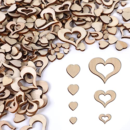 Holzherzen Deko - Vaktop 400 Stück Klein Holzherzen, Mini Wooden Hearts, Holzscheiben Herz Streudeko Hochzeit - für Hochzeitsdeko Tisch DIY Handwerk Verzierungen Geburtstag Dekoration (6-30mm) von Vaktop