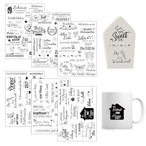 Rub on Sticker, 6 Blatt Rub on Folie, Transferaufkleber, Sprüche Aufkleber für Möbel, Glas, Holz, Scrapbooking, DIY Basteln Deko Rub on Sticker, 6 Blatt Rub on Folie, Transferaufkleber, Sprüche Aufkleber für Möbel, Glas, Holz, Scrapbooking, DIY Basteln Deko von Vaktop