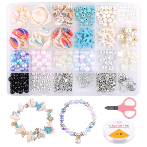 Vaktop Muscheln zum Auffädeln, Muschel Perlen mit Elastischer Faden und Schere, Bohemian Bastelnmuscheln mit Löcher, Muschel Türkis Perlen für DIY Schmuck Strand Armband Ohrringe Halskette Vaktop Muscheln zum Auffädeln, Muschel Perlen mit Elastischer Faden und Schere, Bohemian Bastelnmuscheln mit Löcher, Muschel Türkis Perlen für DIY Schmuck Strand Armband Ohrringe Halskette von Vaktop