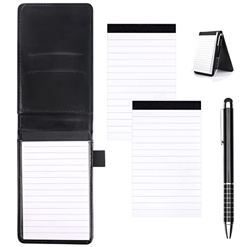 Vaktop Notizbuch Klein, Mini Notizbuch A7, Notizblock Klein mit 2 Stück Notizblöcke und Metall Stift, Pocket Small Notebook für Aktivitäten Im Freien (Schwarz) von Vaktop