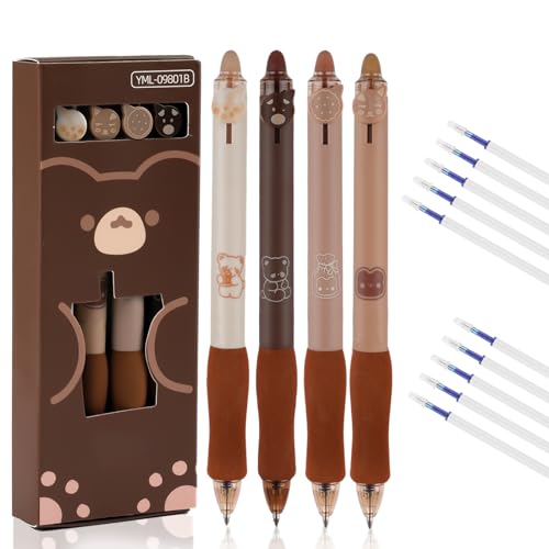 Vaktop Radierbarer Kugelschreiber, 4 Stück Radierstift mit 10 Nachfüllungen, Tintenroller Radierbar 0,5mm, Gelstifte Radierbar für Schulsachen Bürobedarf Studenten Kinder Löschbarer Stift (Blau) von Vaktop