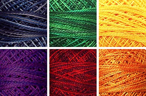 Valdani Perle Cotton Size ~12~ Embroidery Thread Sampler Set - 6 Colors, 109 Yards Each - (Chorus - Bright Variegates) von Valdani