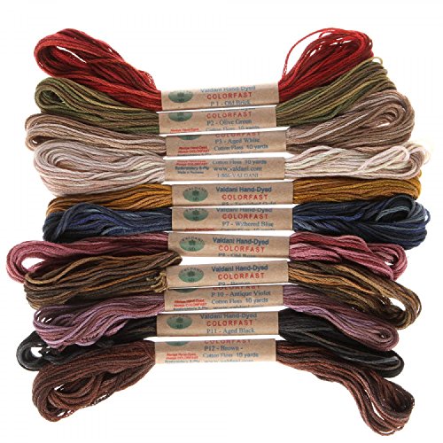Valdani Stickgarn, 6 Stränge, Vintage-Farben, 9,1 m Knäuel, 12 Stück von Valdani