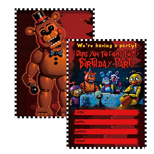 Fnaf Geburtstagseinladungskarten, Bär, Spiel, Freunde, Einladung, Partyzubehör, Geschenkkarte, 20 Stück von Valentina Buck