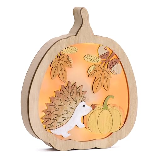 Valery Madelyn Holz Stimmungsleuchten für Herbstdeko,3D Kürbis LED Ornament,Igel Deko für Herbst Dekoration Innen,Fall Decor Tisch Fenster,Geschenk für Halloween Erntedank,15cm Valery Madelyn Holz Stimmungsleuchten für Herbstdeko,3D Kürbis LED Ornament,Igel Deko für Herbst Dekoration Innen,Fall Decor Tisch Fenster,Geschenk für Halloween Erntedank,15cm von Valery Madelyn