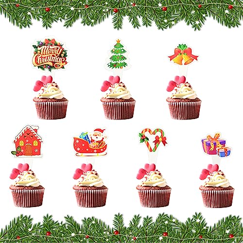 14 Stücke Weihnachten Cupcake Topper,Weihnachts Kuchen Topper,Weihnachten Cake Toppers,Geschenke,Weihnachtsbäume,Weihnachtsmänner,Schneehäuser,Glocken, für Weihnachtsfeier Party Dekoration von Valicaer