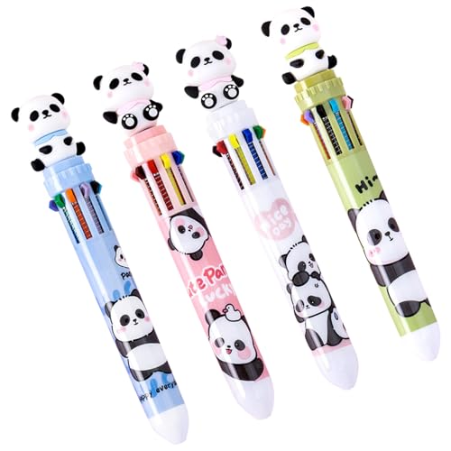 Valicaer 4 PCS Farben Kugelschreiber Set 10-in-1 Einziehbarer Mehrfarbiger Stift Mehrfarbiger Kugelschreiber, Multifunktionsmarker Multicolor Farbwechselstifte für Büro Schüler (Panda) von Valicaer