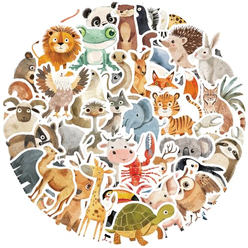 Valicaer Tier Sticker Set für Kinder,100 Unikate Aufkleber mit Vinyl Oberfläche,Wasserfest & Robuste Belohnungssticker für Laptop, Skateboard, Auto Sticker Kinder,Tiere Motive von Valicaer