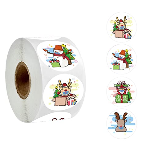 500 Stück/Rolle Weihnachtsaufkleber 3,8 cm Etiketten, Papier, wasserdicht, selbstklebend, runde Verpackung, versiegelte Etiketten, Verpackung, dekorative Etikettenaufkleber, C-3,8 cm (38 mm) von Valink