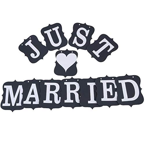 Just Married Hochzeit Foto Prop, Vintage Papier Flaggen Hochzeit Wimpelkette Banner... schwarz von Valink