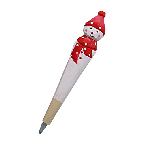 Kugelschreiber aus Holz, geschnitzt, niedliches Weihnachtsmotiv, nachfüllbarer Stift für Kinder, Geschenk, Schneemann von Valink
