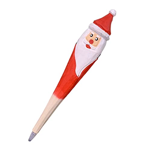 Kugelschreiber aus Holz, geschnitzt, niedliches Weihnachtsmotiv, nachfüllbarer Stift für Kinder, Geschenk Weihnachtsmann von Valink