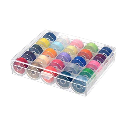 Nähmaschinen-Spulen, Spulenspulen, Nähgarn-Set, transparent, Spulen, Spulen, Aufbewahrungsbox, Vorgewickeltes Spulen-Set für Brother, Janom, Singer, Nähmaschinenteile 25 Grid von Valink