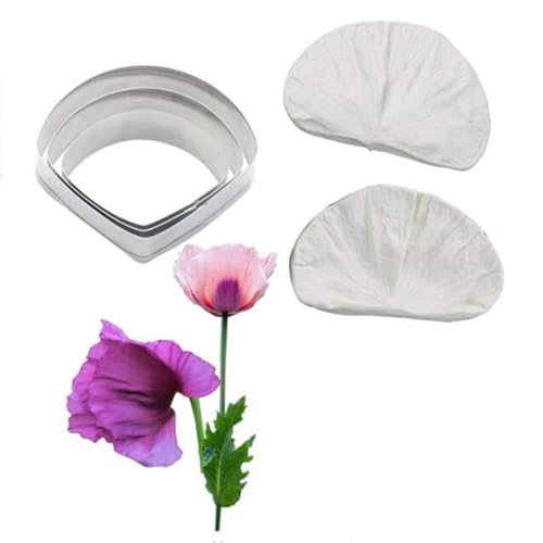 Silikon-Fondant-Formen, Blütenblatt-Blatt-Ader-Ausstecher-Set, Kuchendekoration, Blütenpaste, Blume, Silikonform, Zuckerhandwerk, Blume, Äderungsform-Werkzeug (Set C) von Valink