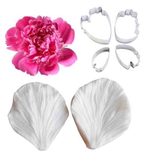 Silikon-Fondant-Formen, Blütenblatt-Blatt-Ader-Ausstecher-Set, Kuchendekoration, Blütenpaste, Blume, Silikonform, Zuckerhandwerk, Blume, Äderungsform-Werkzeug (Set D) von Valink