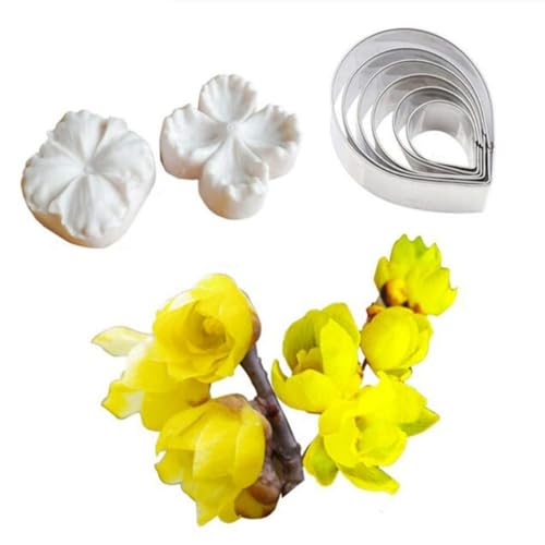 Silikon-Fondant-Formen, Blütenblatt-Blatt-Ader-Ausstecher-Set, Kuchendekoration, Blütenpaste, Blume, Silikonform, Zuckerhandwerk, Blume, Äderungsform-Werkzeug (Set I) von Valink