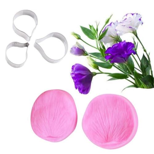 Silikon-Fondant-Formen, Blütenblatt-Blatt-Ader-Ausstecher-Set, Kuchendekoration, Blütenpaste, Blume, Silikonform, Zuckerhandwerk, Blume, Äderungsform-Werkzeug (Set J) von Valink