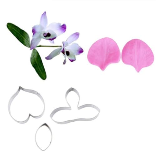 Silikon-Fondant-Formen, Blütenblatt-Blatt-Ader-Ausstecher-Set, Kuchendekoration, Blütenpaste, Blume, Silikonform, Zuckerhandwerk, Blume, Äderungsform-Werkzeug (Set O) von Valink
