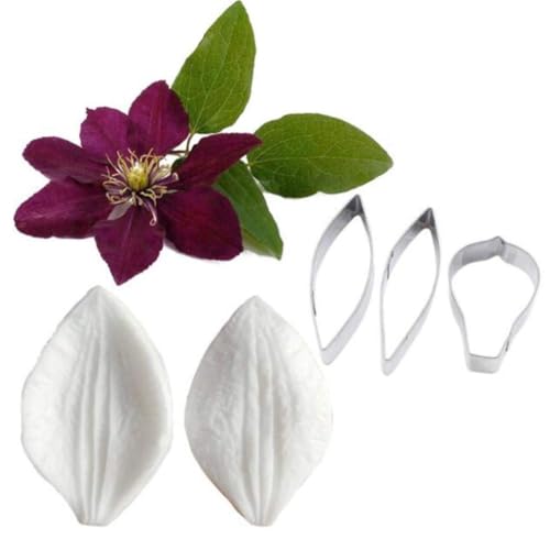 Silikon-Fondant-Formen, Blütenblatt-Blatt-Ader-Ausstecher-Set, Kuchendekoration, Blütenpaste, Blume, Silikonform, Zuckerhandwerk, Blume, Äderungsform-Werkzeug (Set P) von Valink