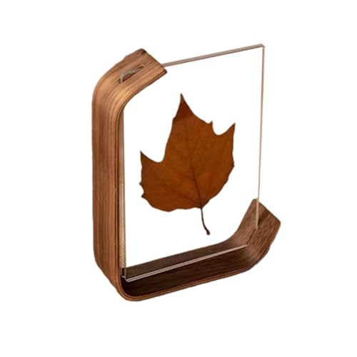 VALINK Doppelseitiger Acryl-Pflanzen-Bilderrahmen, dicker rahmenloser Block-Präsentationsständer für getrocknete Blumenpflanzen, Zimmer-Desktop-Dekoration, helles Holz, A5 von Valink