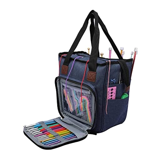 Valink Häkeltasche, Garn-Stricktasche, Garn-Aufbewahrungstaschen zum Häkeln, Woll-Häkeltasche, Nähen, Stricktaschen und Strick-Organizer, Blau Valink Häkeltasche, Garn-Stricktasche, Garn-Aufbewahrungstaschen zum Häkeln, Woll-Häkeltasche, Nähen, Stricktaschen und Strick-Organizer, Blau von Valink