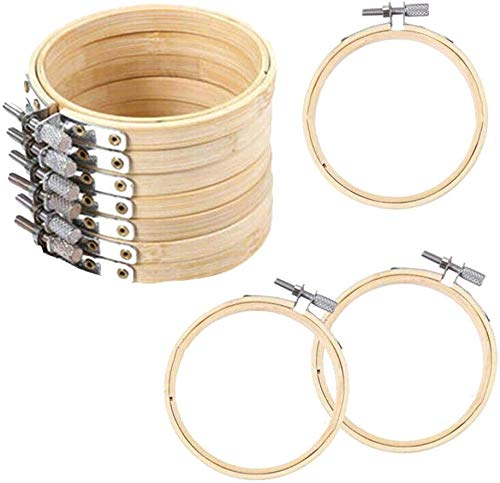 VALINK Stickrahmen-Set, 12,7 cm, aus Holz, Kreuzstich-Ring, verstellbarer Bambus-Kreis, runde Rahmen, Stickzubehör für Bastelarbeiten, handliches Nähen, 13 cm, 12 Stück von Valink