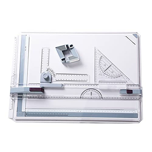 Zeichenbrett-Set, A3 Multifunktions-Zeichentisch, verstellbares Messsystem, Winkel, parallele Bewegung, Zeichenbrett, mit Winkelmesser, Papierlokalisator, Gleitlineal von Valink