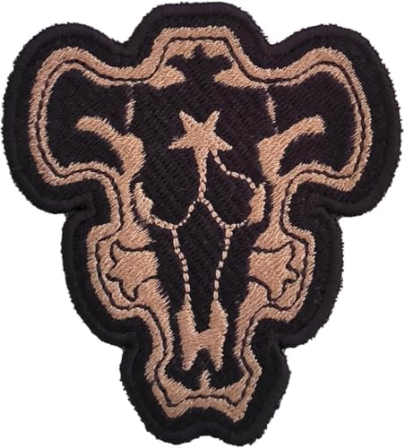 VALKYNEA Aufnäher, 100 % bestickt, Anime, Fan Art/schwarze Stiere, Asta Clover/Patch Embroidery (zum Aufbügeln/Aufbügeln, einzigartig, 7,5 cm x 7 cm) von Valkynea