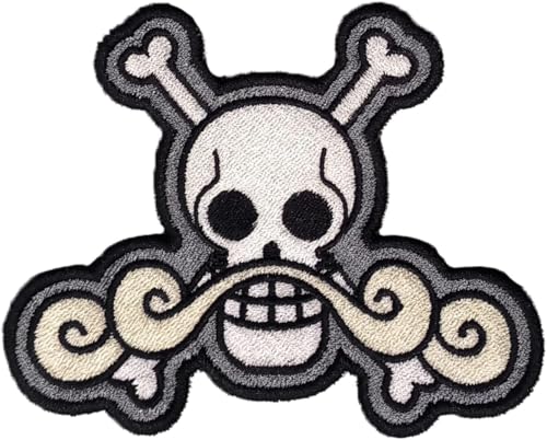 VALKYNEA Aufnäher, 100 % bestickt, inspiriert von Anime, Fan Art/Roger 2, Totenkopf/Patch Embroidery, bestickte Applikation (Hook & Loop) von Valkynea